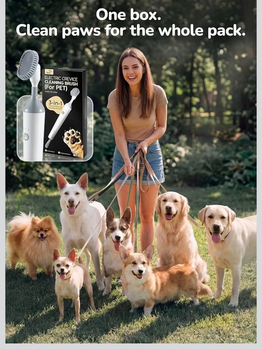 New Open Box Electric Dog Paw Cleaner, Rechargeable Paw Scrubber with LED Light